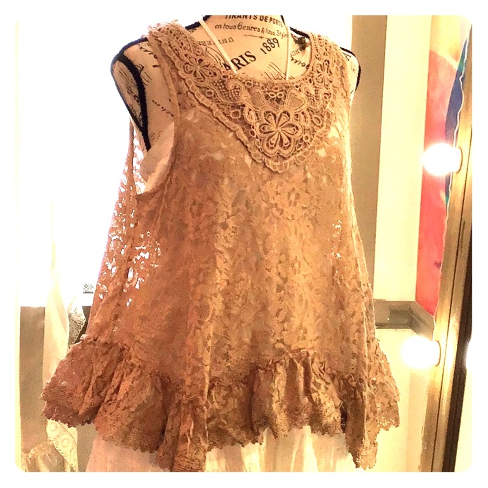 Lace asymmetrical lagenlook European ruffled top